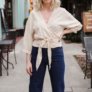 Elegant Cream Wrap Top